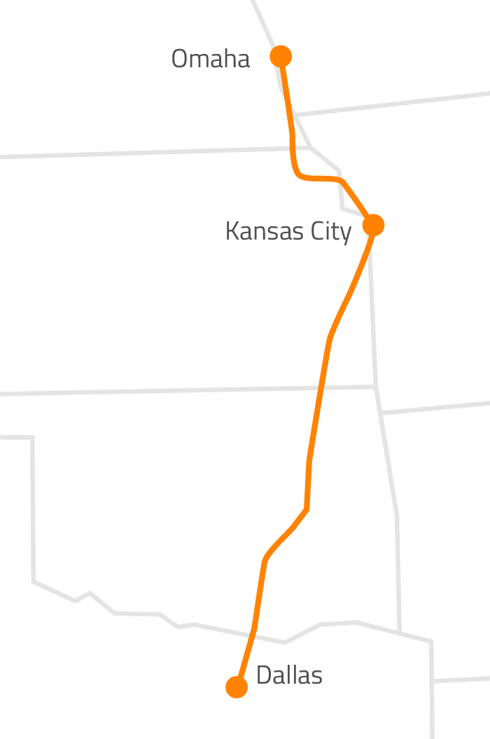 Zayo’s Unique Dark Fiber Routes: Setting the Standard for Network Resilience 4 large ZAY3749 Omaha to Dallas V1 1
