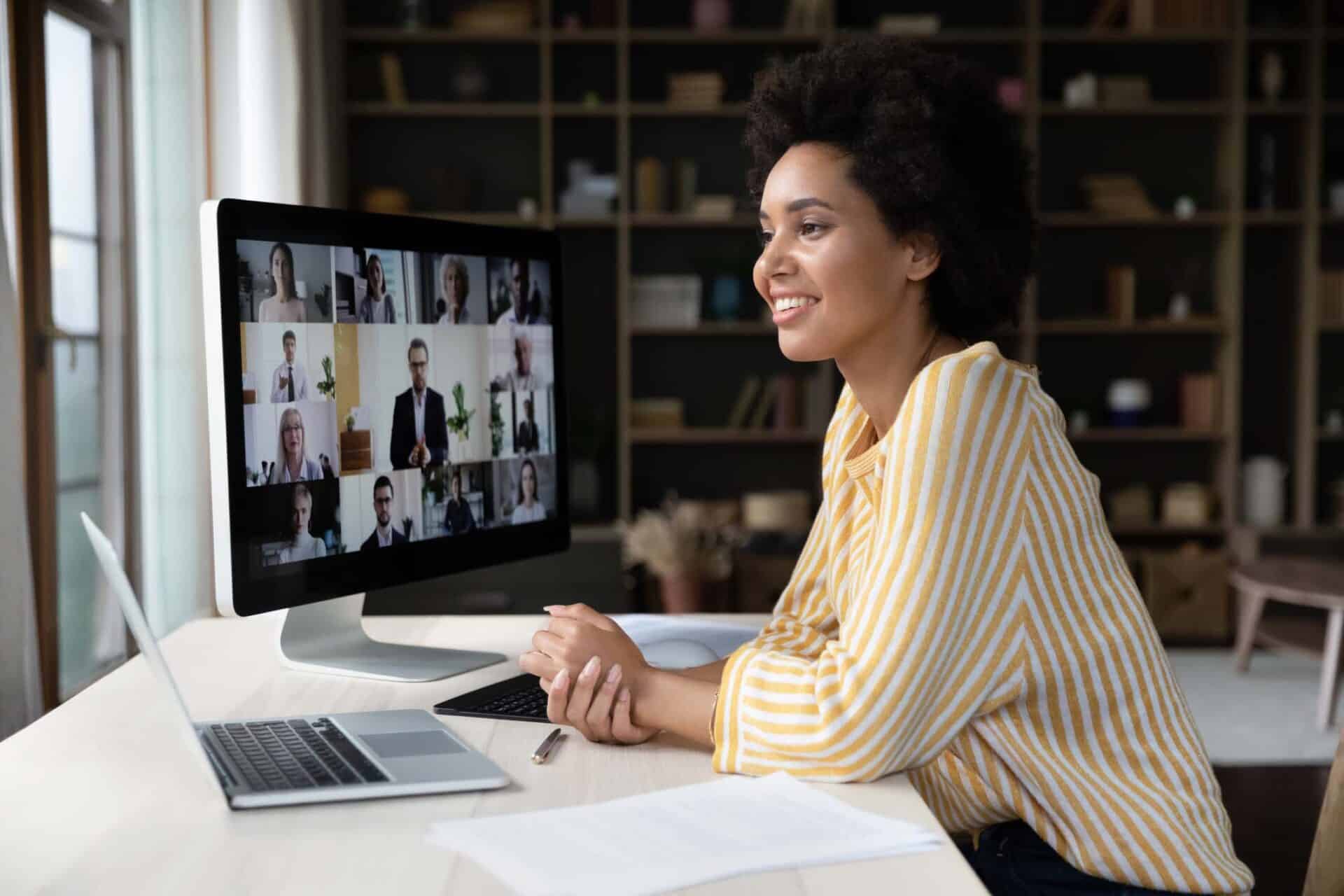woman on zoom screen for business call
