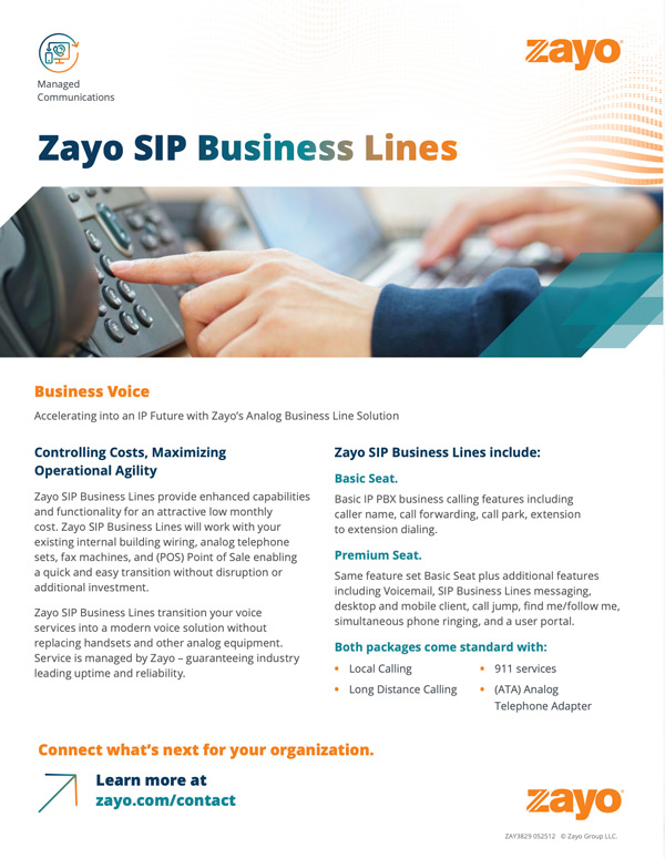 Zayo SIP Business Lines - Overview - Zayo